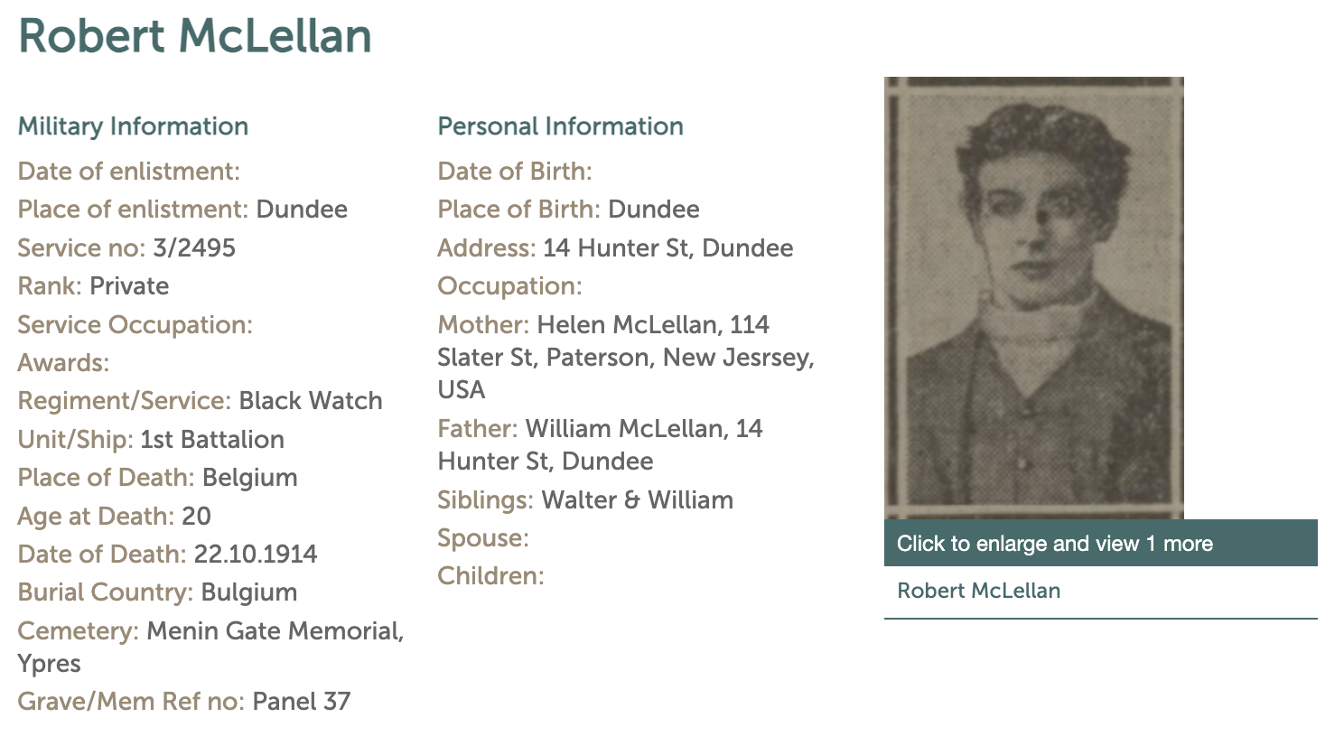 The Lost Soldier: Private Robert McLellan and the Battle of Ypres